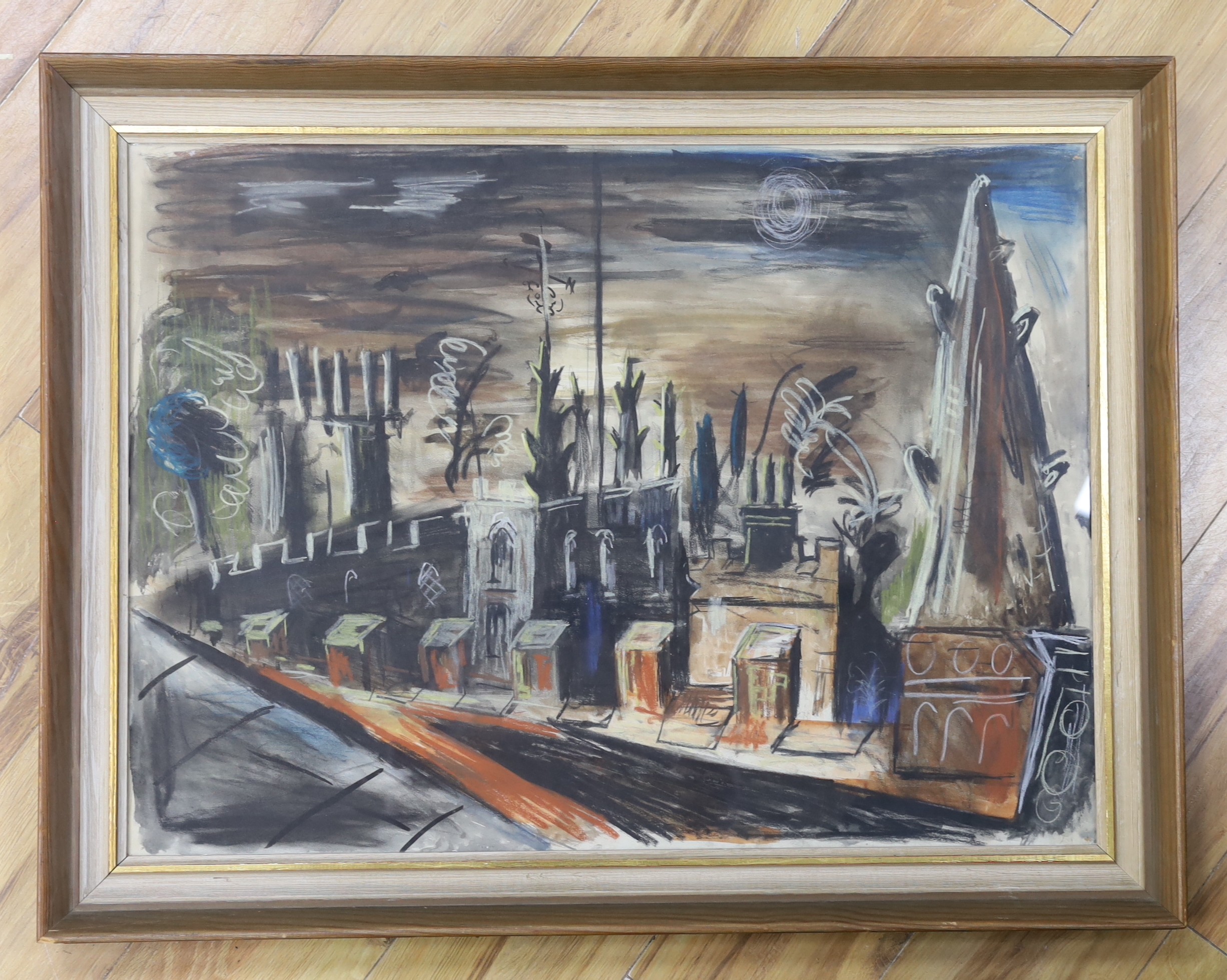 Manner of John Piper, pastel, 'St Nicholas's Church, Dyke Road, Brighton', 55 x 74cm